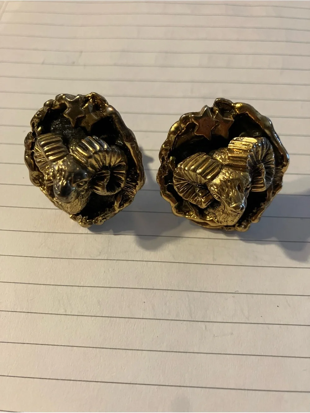 Vintage Tortolani Cufflink Zodiac Rams head Bold Statement